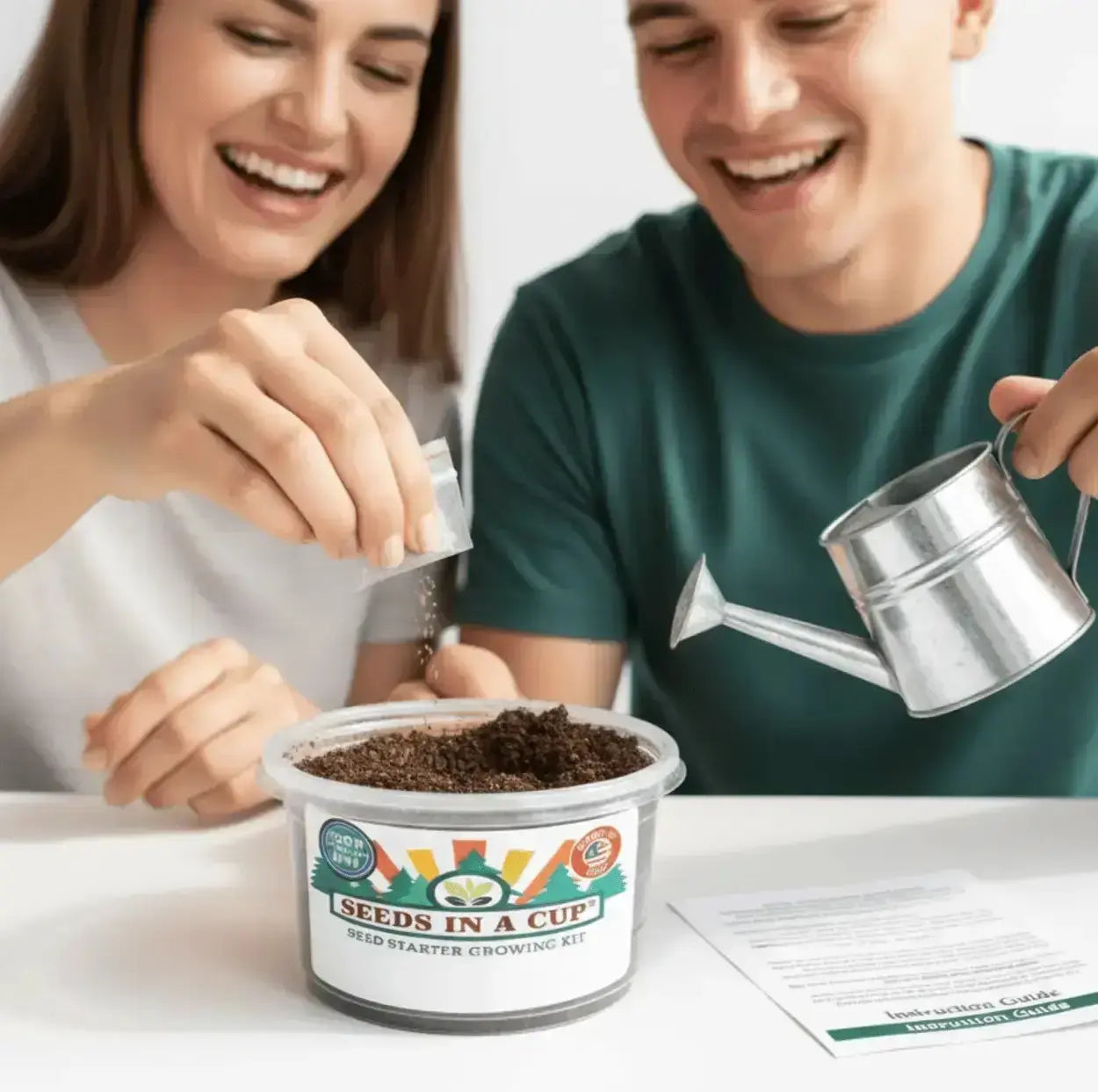 Complete Seeds In A Cup Eggplant growing system: recyclable planter, premium soil, and non-GMO Solanum melongena seeds. Indoor seed starter kit manufactured in Cleveland, Ohio, USA.