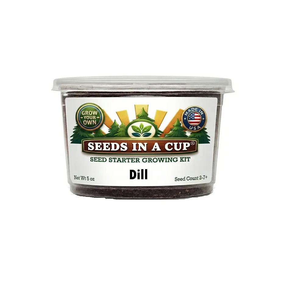 Seeds In A Cup Dill (Anethum graveolens) Grow Kit - Complete seed starter with recyclable planter, non-GMO seeds, and real potting soil. Hand-assembled in Cleveland, Ohio, USA.