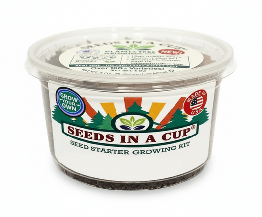 Seeds In A Cup Kale (Brassica oleracea var. sabellica) Grow Kit - Complete seed starter with recyclable planter, non-GMO seeds, and real potting soil. Hand-assembled in Cleveland, Ohio, USA.