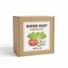 Burger Night Garden Kit - 5x5 kraft box with tomato, lettuce, onion, and cucumber seed growing kit by Seeds In A Cup