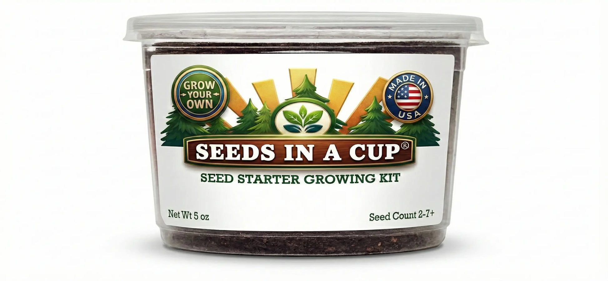 Jalapeno Pepper (Capsicum annuum) seed starter kit contents: premium non-GMO seeds, nutrient-rich loose potting soil, and recyclable planter with humidity lid by Seeds In A Cup - Made in USA.