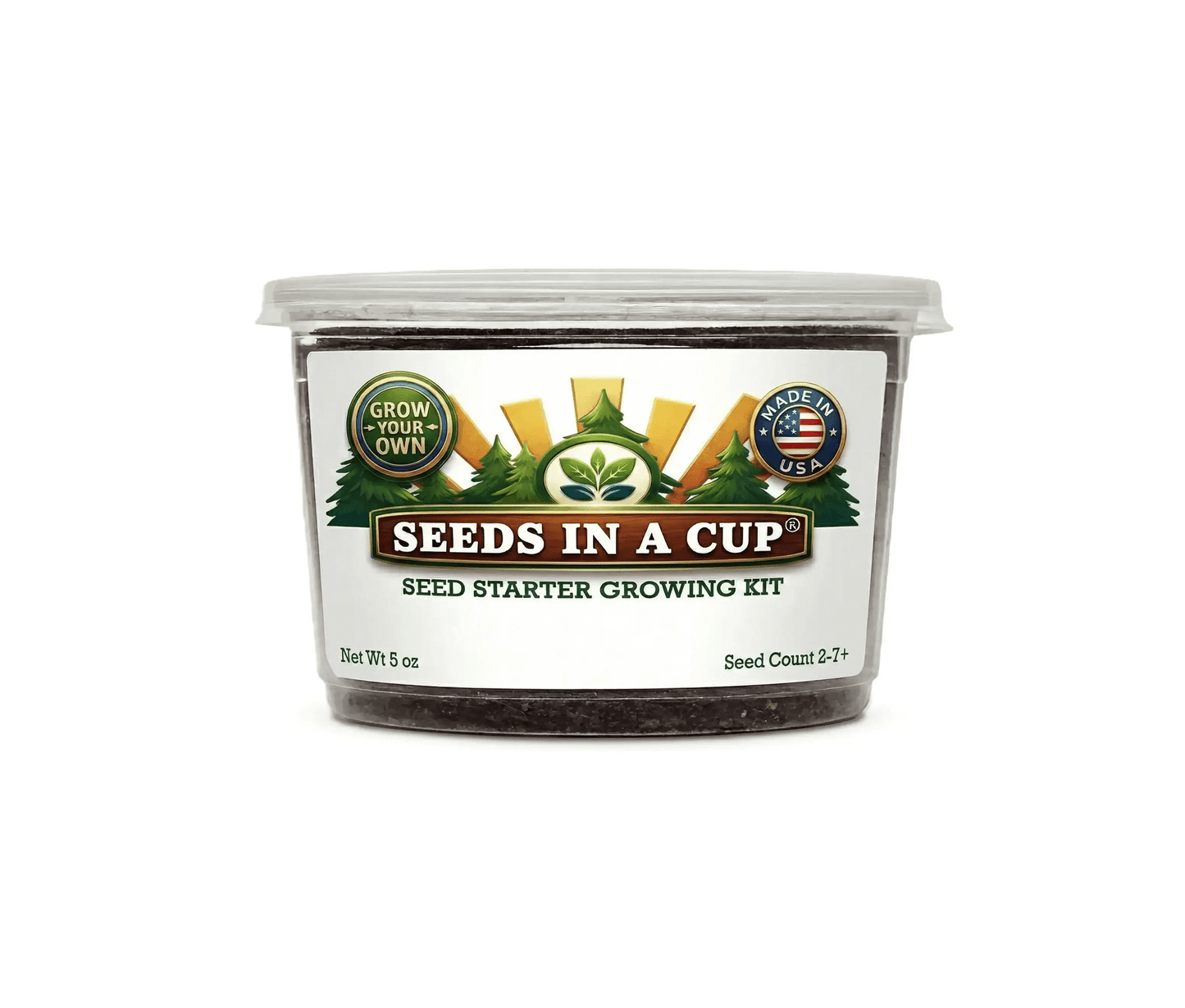 Healthy Lettuce (Lactuca sativa) seedling growing in a Seeds In A Cup recyclable planter. Demonstrates successful germination using real potting soil and non-GMO seeds.